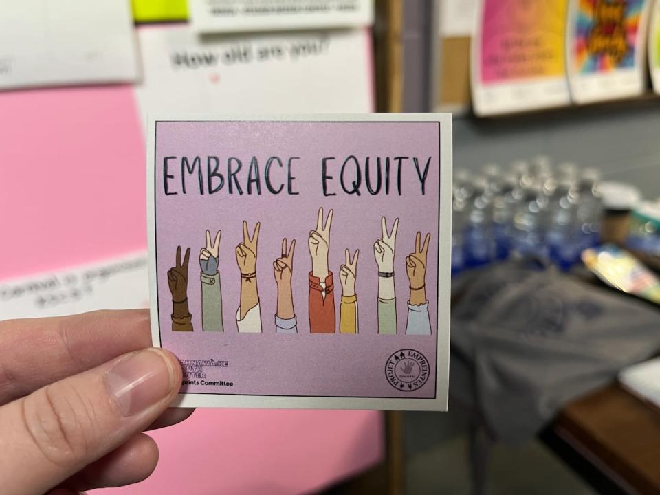 One of the stickers a part of the committee's campaign to promote respect and diversity.