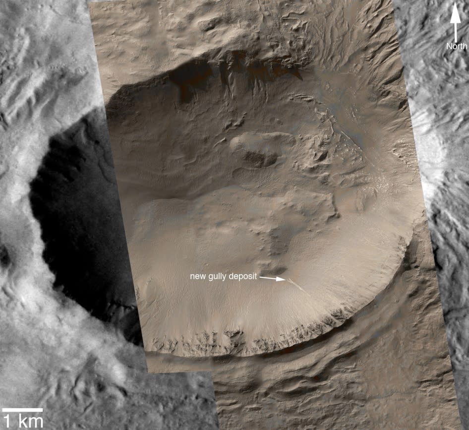 The new deposits appeared over the space of seven years, NASA said (NASA) 