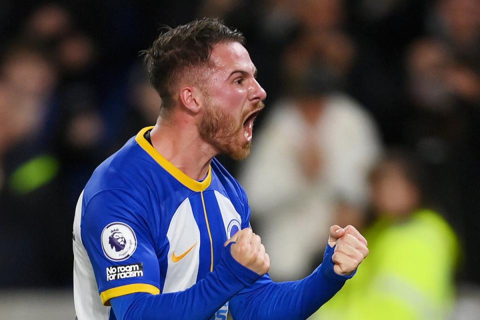 Holding his nerve: Alexis Mac Allister’s last-gasp penalty saw Brighton beat Manchester United  (Getty Images)