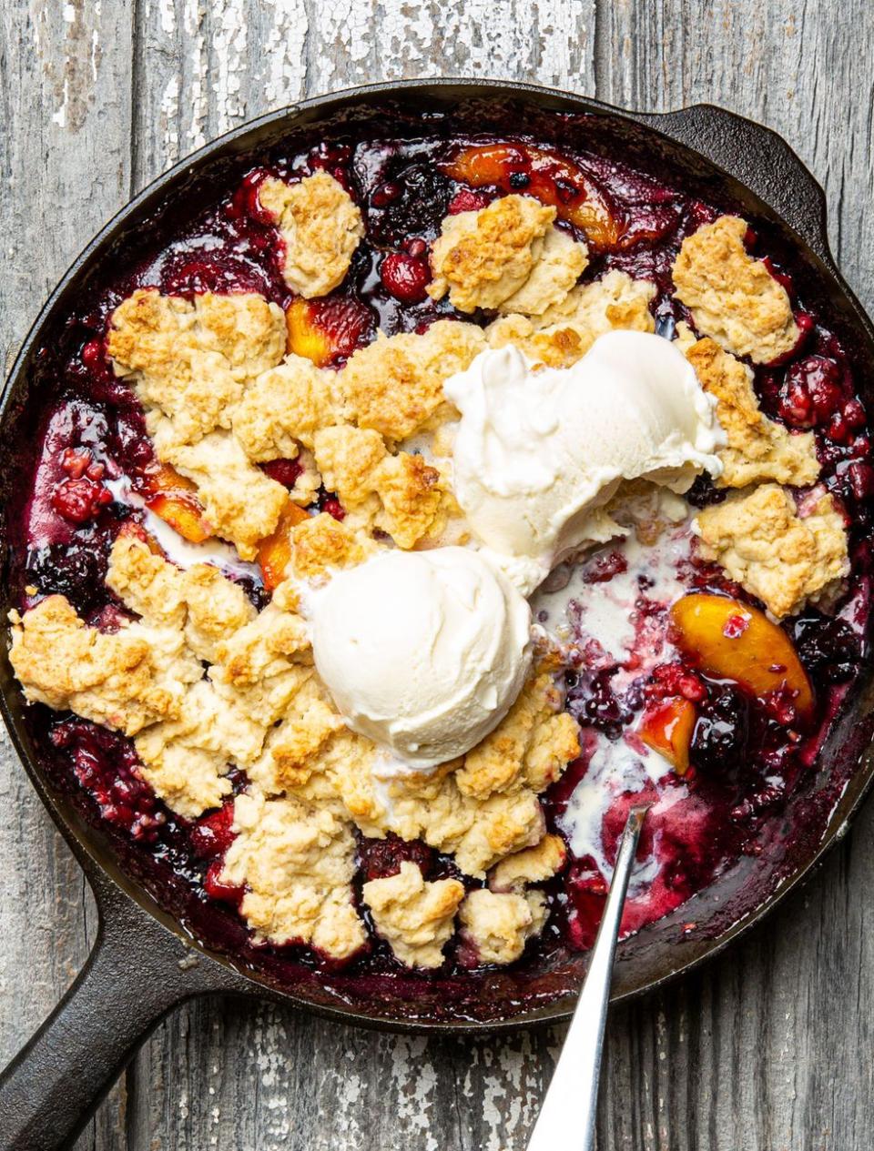 Campfire Berry-Peach Cobbler