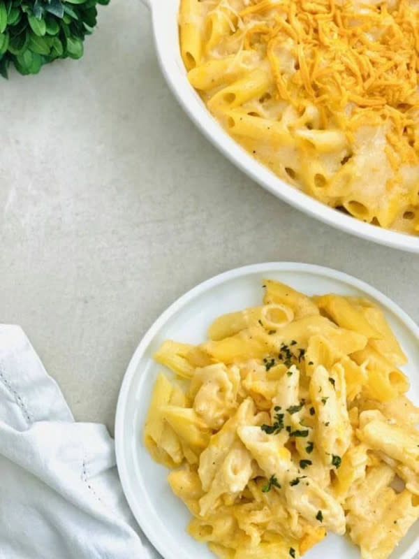 <p>The Vgn Way</p><p>We all love cheese but sometimes cheese doesn’t love us back. This homemade mac and cheese recipe is rich, creamy and delicious, but gluten-free and vegan. Made with only six ingredients and baked to ooey-gooey perfection just like your Grandma’s.</p><p><strong>Get the recipe: <a href="https://www.thevgnway.com/how-to-make-homemade-gluten-free-vegan-mac-and-cheese/" rel="nofollow noopener" target="_blank" data-ylk="slk:Homemade Gluten-Free And Vegan Mac N’ Cheese;elm:context_link;itc:0;sec:content-canvas" class="link rapid-noclick-resp">Homemade Gluten-Free And Vegan Mac N’ Cheese</a></strong></p>