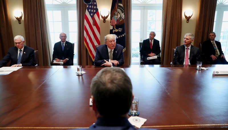 U.S. President Trump holds coronavirus (COVID-19) response meeting with tourism industry executives at the White House in Washington