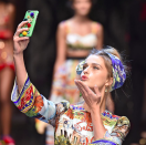 <p>Models showing love with selfies on the runway.</p><p><i>(Photo: <a href="https://instagram.com/p/8JxcjpIY6k/?taken-by=instylemag" rel="nofollow noopener" target="_blank" data-ylk="slk:Instagram;elm:context_link;itc:0;sec:content-canvas" class="link ">Instagram</a>)</i></p>