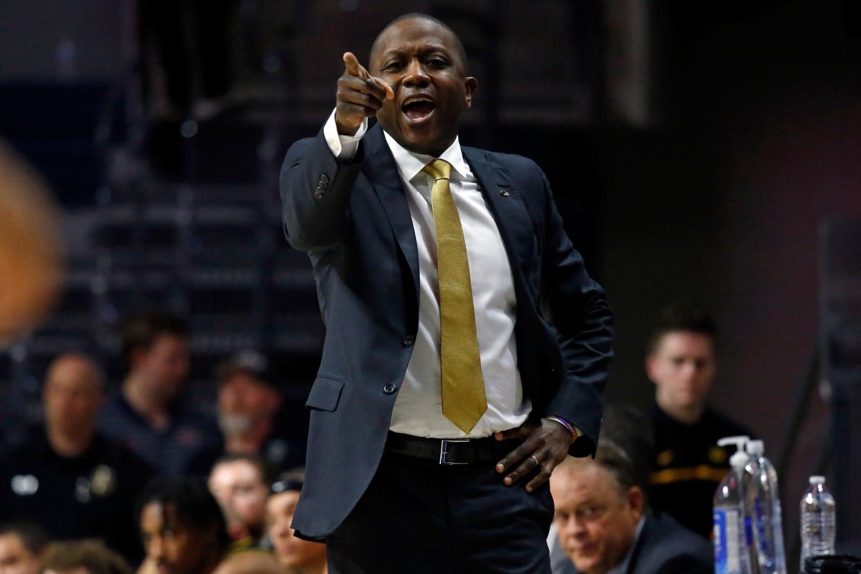 Missouri Tigers head coach Dennis Gates reacts during the second half against the Mississippi Rebels at The Sandy and John Black Pavilion at Ole Miss.