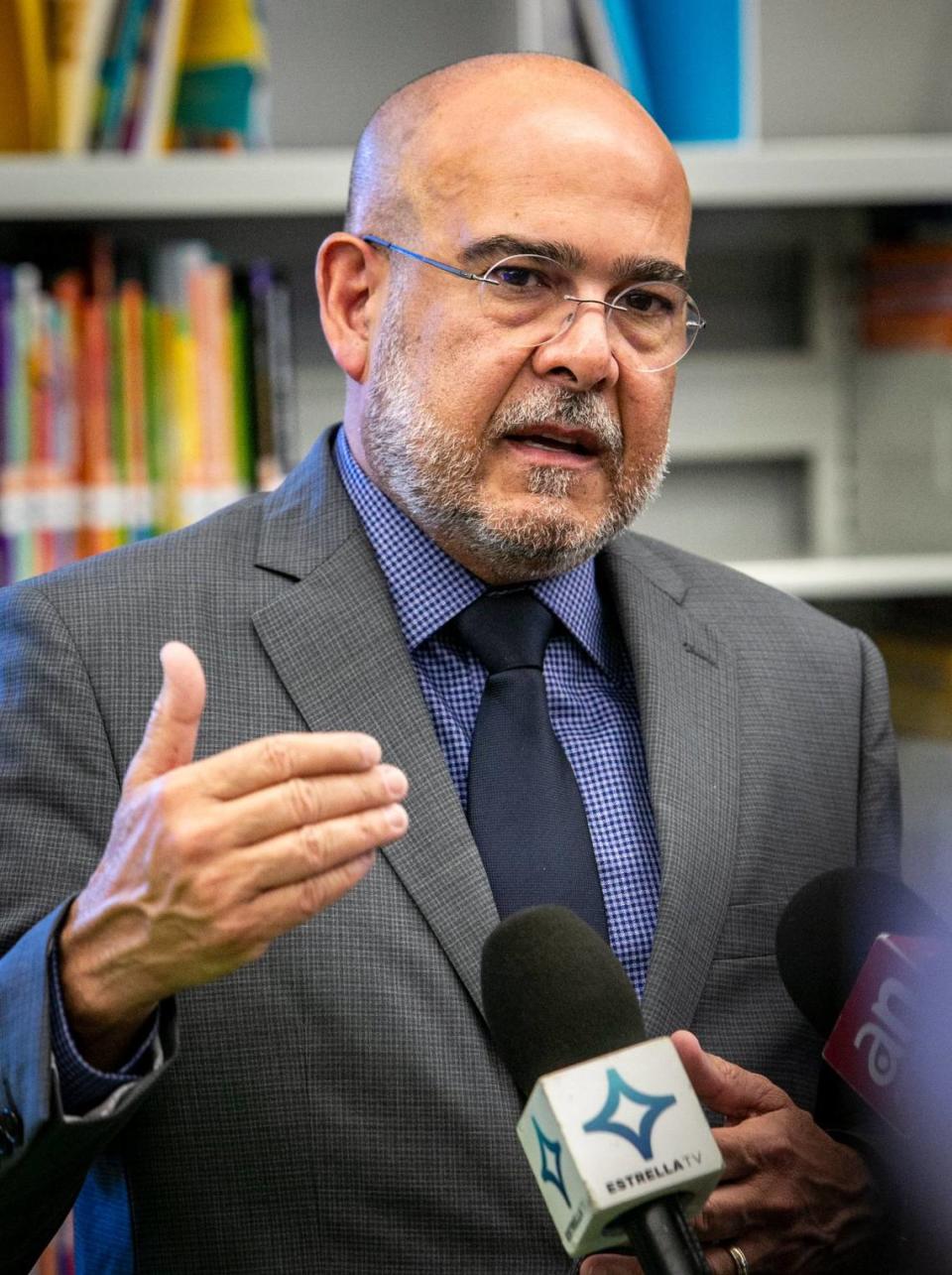 Superintendent José Dotres, pictured on August 17, 2022, the first day of the 2022-23 school year, said the review committee’s decision followed district policy.