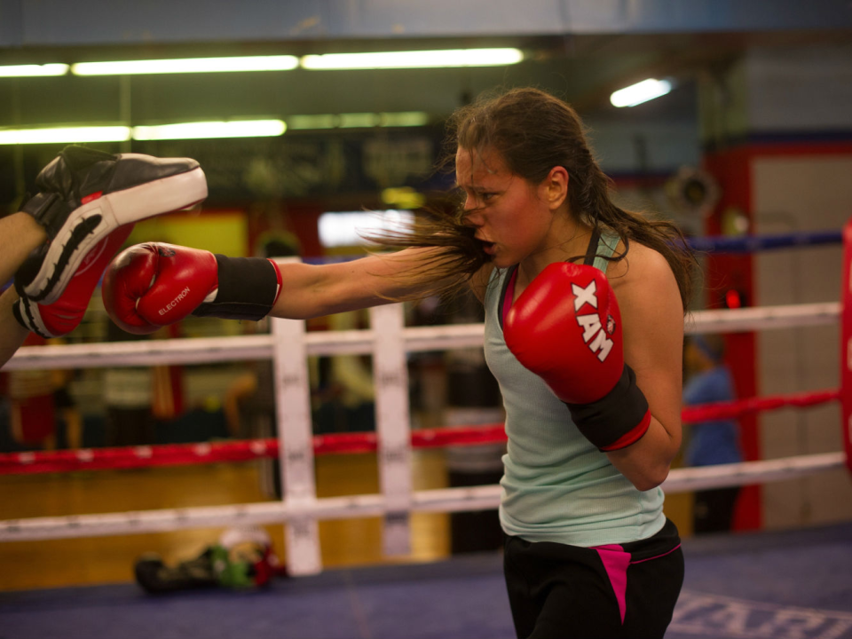 Woman boxing gym training