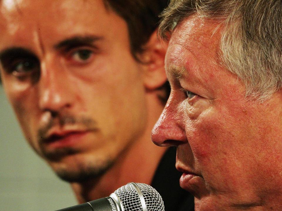 Gary Neville and Sir Alex Ferguson: Manchester United via Getty Imag