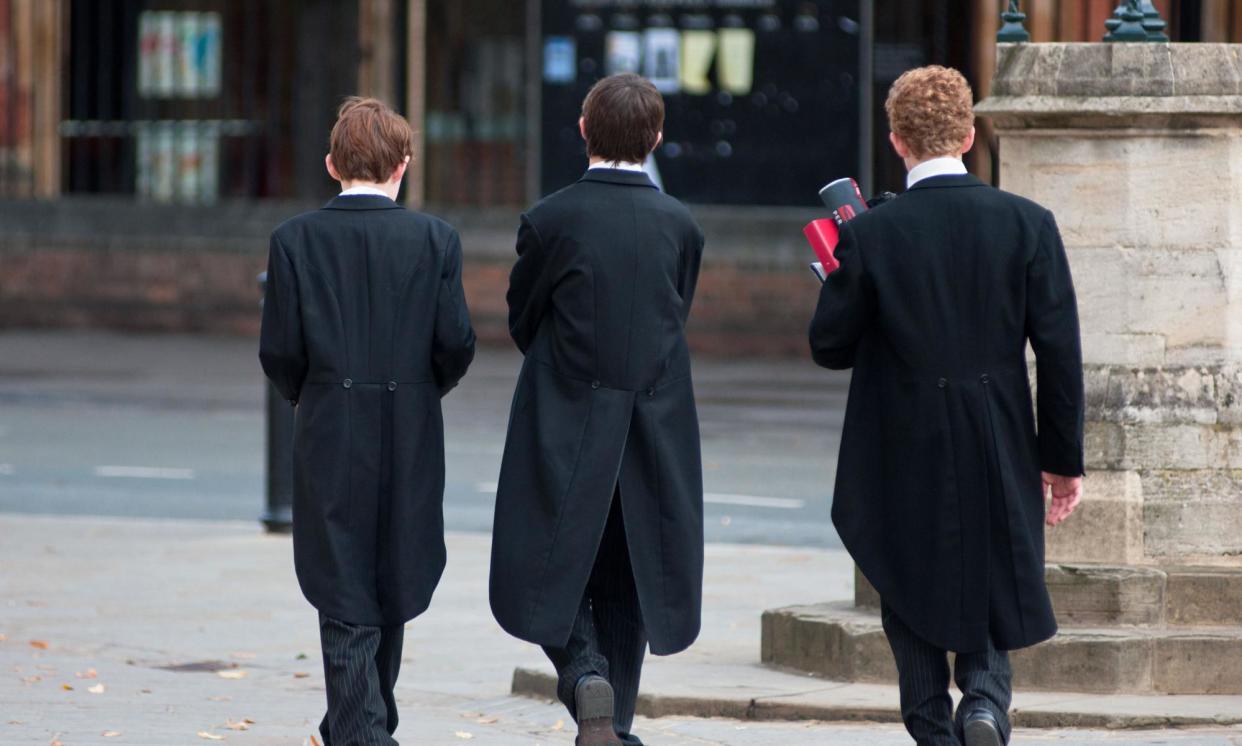 <span>Pupils at Eton, one of the prestigious private schools that has a disproportionate grip on top university places.</span><span>Photograph: Andrew Michael/Alamy</span>