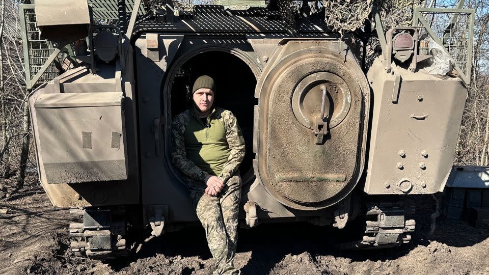 Bohdan, the driver of a Belgian-donated armored vehicle, says Russian drones have limited the use of his protected “box” to evacuate casualties from the front line. - Maja Rappard/CNN