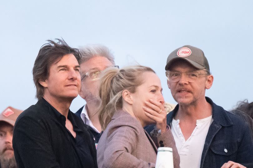 Tom Cruise, Gillian Anderson and Simon Pegg at Glastonbury
