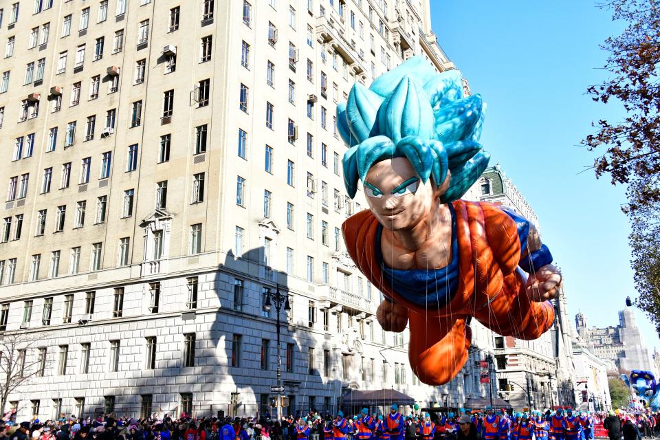 FILE - Goku from "Dragon Ball" will be among the balloons to return for the 97th annual Macy's Thanksgiving Day Parade on Nov. 23, 2023 in New York.