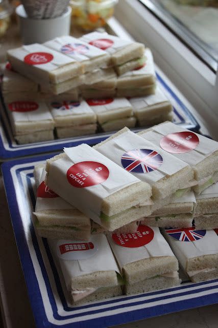 <p>Keep your finger sandwiches in order by wrapping them in grease proof paper and sealing with a British sticker. <i><a href="https://uk.pinterest.com/pin/441071357227382831/" rel="nofollow noopener" target="_blank" data-ylk="slk:[Photo: Pinterest];elm:context_link;itc:0;sec:content-canvas" class="link ">[Photo: Pinterest]</a></i></p>