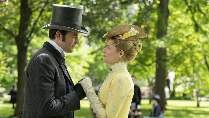 Thomas Cocquerel and Louisa Jacobson in “The Gilded Age” Season 1.