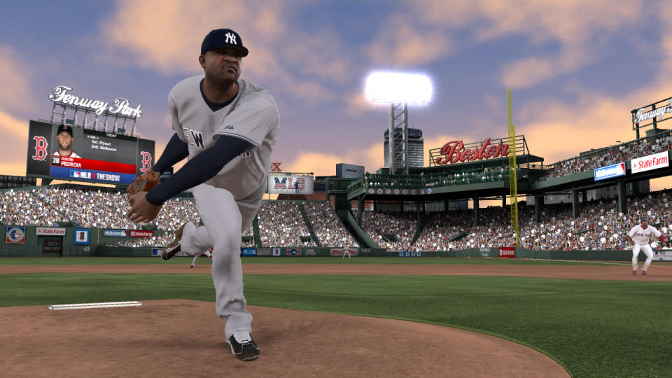 In this video game image released by Sony, an animated rendering of New York Yankees ace C.C. Sabathia is shown pitching in Boston's Fenway Park in "MLB 12: The Show." (AP Photo/Sony)