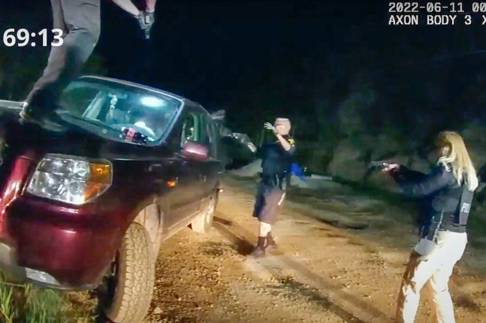 Body camera footage worn by Colorado officers show law enforcement’s interaction with Christian Glass, 22, during which his family believes he was suffering a mental health episode (Glass family lawyers/video screengrab)