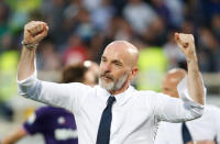 FILE PHOTO: Soccer Football - Serie A - Fiorentina vs Napoli - Stadio Artemio Franchi, Florence, Italy - April 29, 2018 Fiorentina coach Stefano Pioli celebrates after the match REUTERS/Stefano Rellandini/File Photo