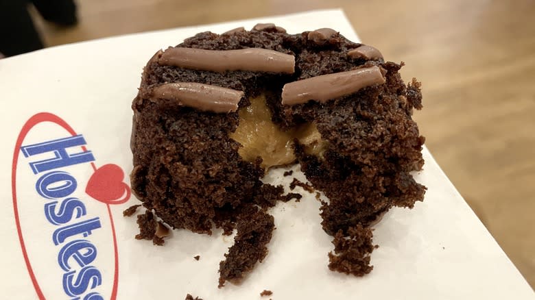 The warm melted center of a Hostess Meltamor cake