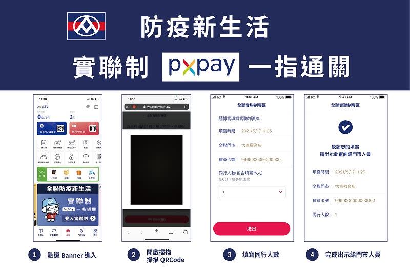 全聯APP加入了「實聯制功能」，不用輸入個資就可以入店。（圖／業者提供）