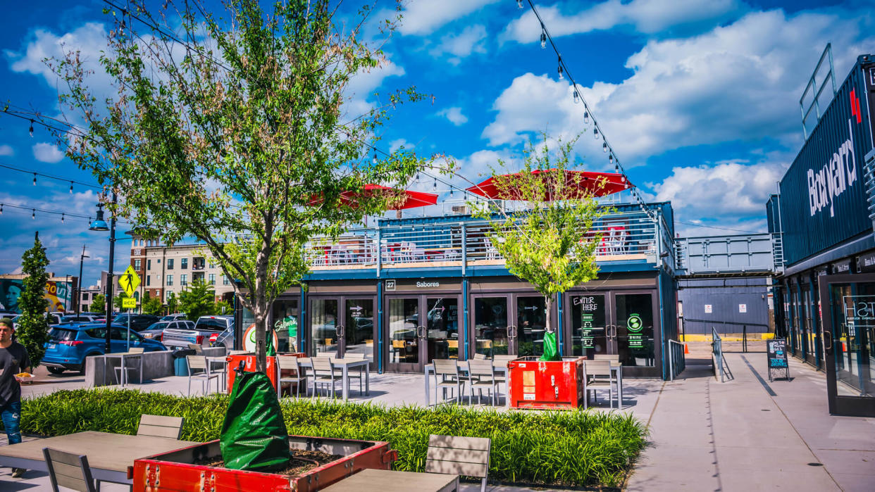 Color images of the boxyard mall in downtown Tulsa, Oklahoma taken 06/19/2018.