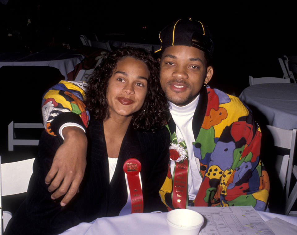 Actor Will Smith and girlfriend Sheree Zampino attend the 60th Annual Hollywood Christmas Parade on December 1, 1991 at KTLA Studios in Hollywood, California. (Photo by Ron Galella, Ltd./Ron Galella Collection via Getty Images)