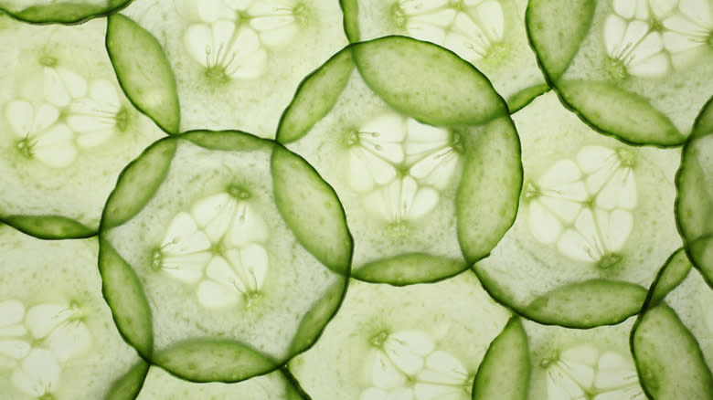 Pretty sliced cucumber cross-sections