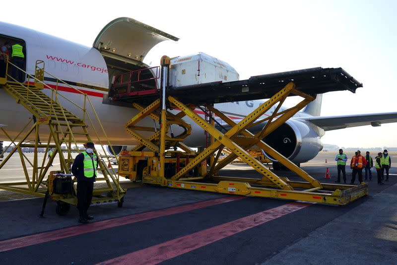 Arrival of a batch of the AstraZeneca's COVID-19 vaccine, in Mexico City