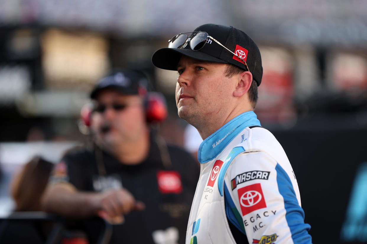 BRISTOL, TENNESSEE - MARCH 16: Erik Jones, driver of the #43 AdventHealth Toyota, looks on during qualifying for the NASCAR Cup Series  Food City 500 at Bristol Motor Speedway on March 16, 2024 in Bristol, Tennessee. (Photo by Meg Oliphant/Getty Images)