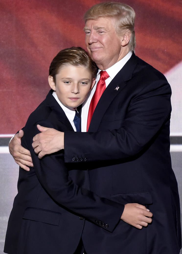 The president-elect with his youngest son, Barron, at the Republican National Convention in July. (Photo: Ida Mae Astute/ABC via Getty Images) 