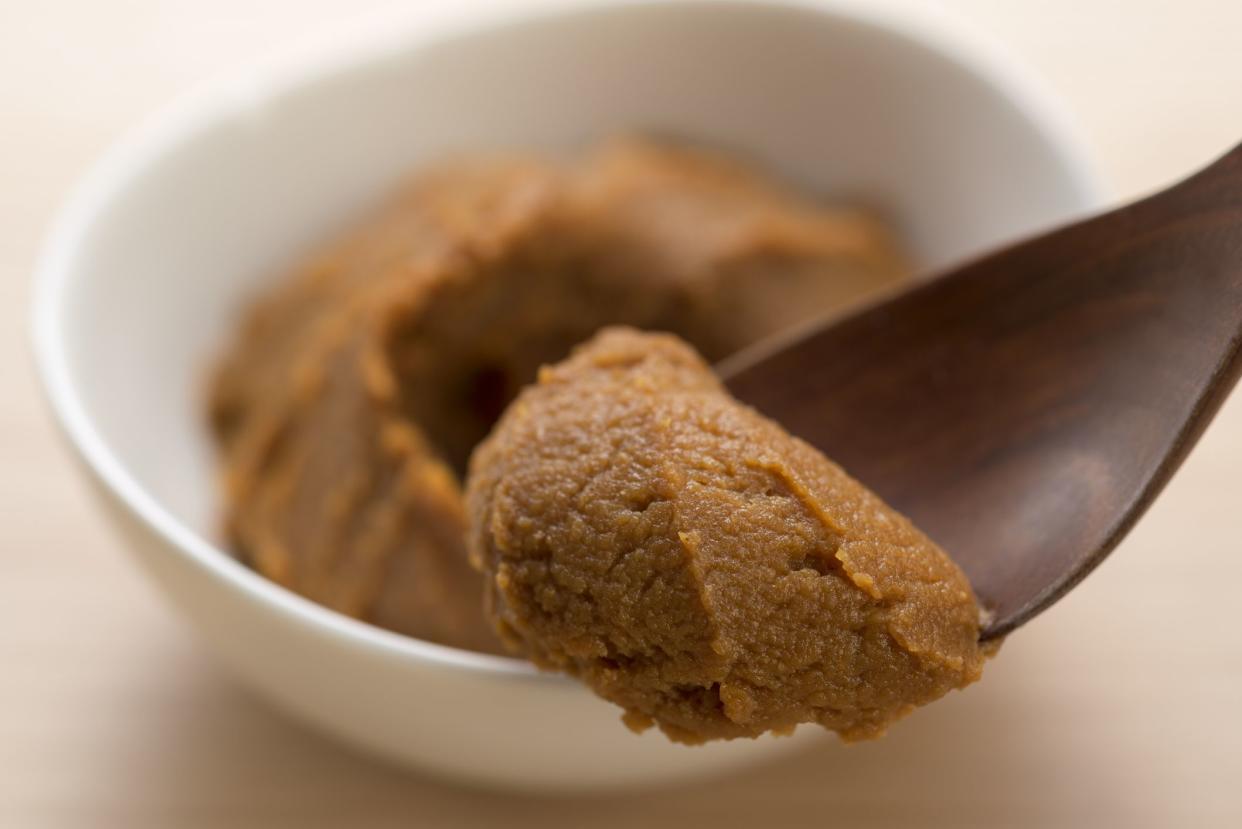 Miso is a traditional Japanese seasoning produced by soybeans.