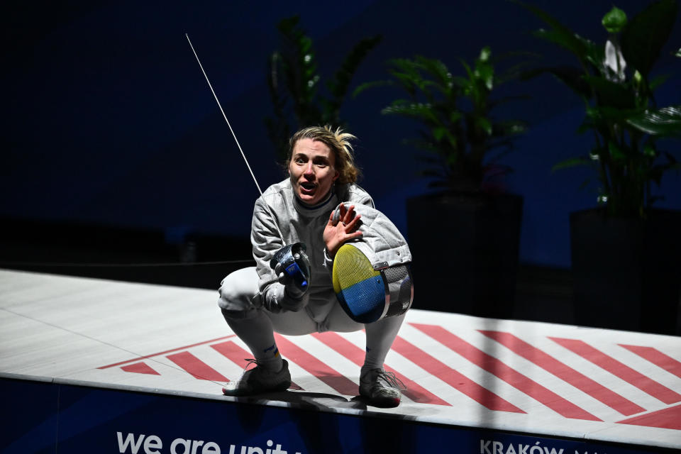 Fencer Olga Kharlan of Ukraine during the 2023 European Games in Krakow, Poland. / Credit: Getty Images