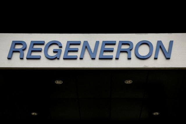 El logotipo de la compañía Regeneron Pharmaceuticals, en Nueva York
