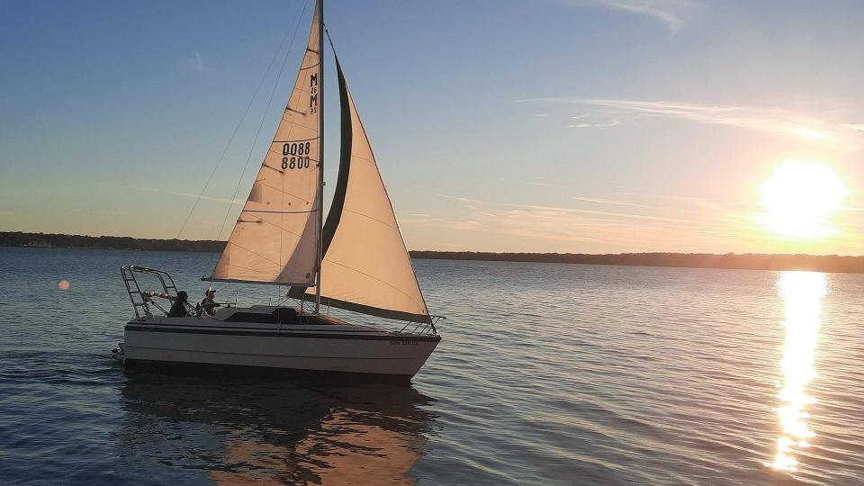 A sailboat floats along Lake Erie, Oct. 27, 2022, in Presque Isle State Park. It's important for outdoors people to understand where navigable public waterway boundaries are across Pennsylvania.