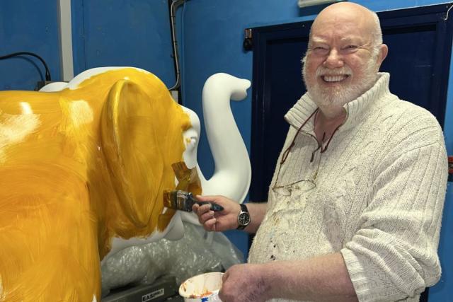First stages - John Bulley painting the base coat <i>(Image: Havens Hospices)</i>