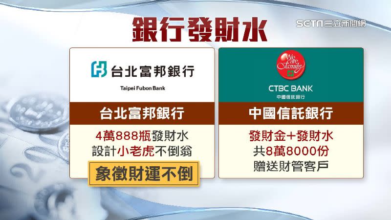 台北富邦銀行、中國信託銀行也都有準備發財水。