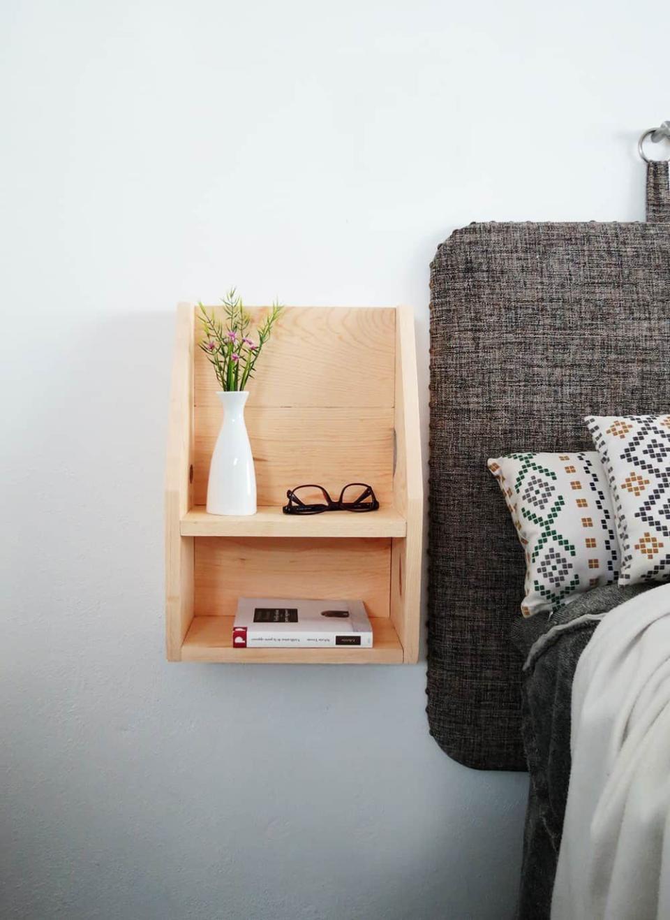 DIY Floating Nightstand with Shelves