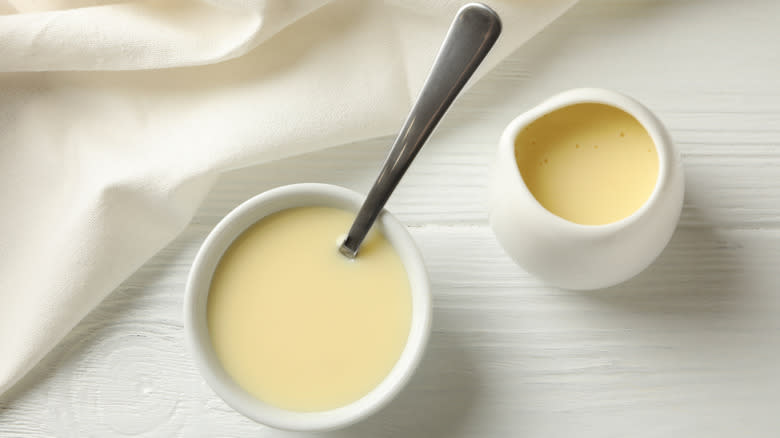 Condensed milk in small bowls