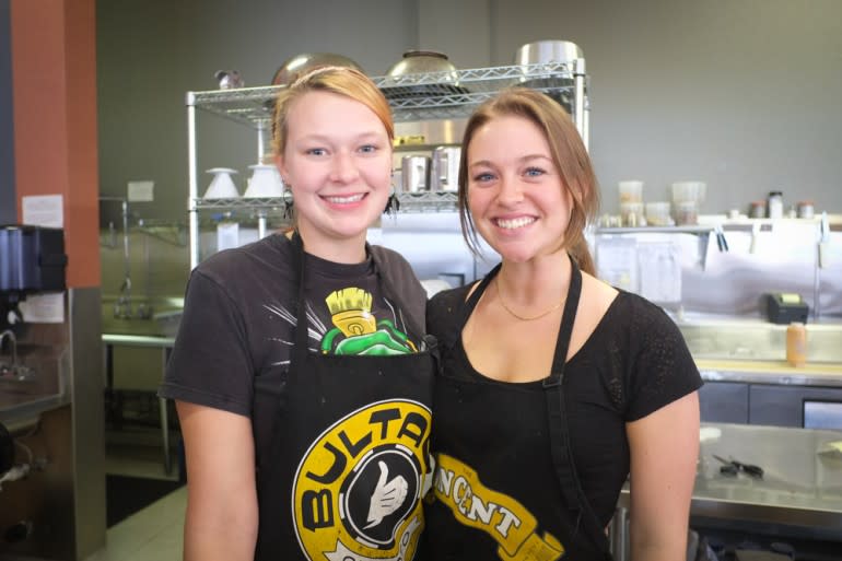 Leah and Sarah. Baristas at the Black Lightning Motorcycle Cafe