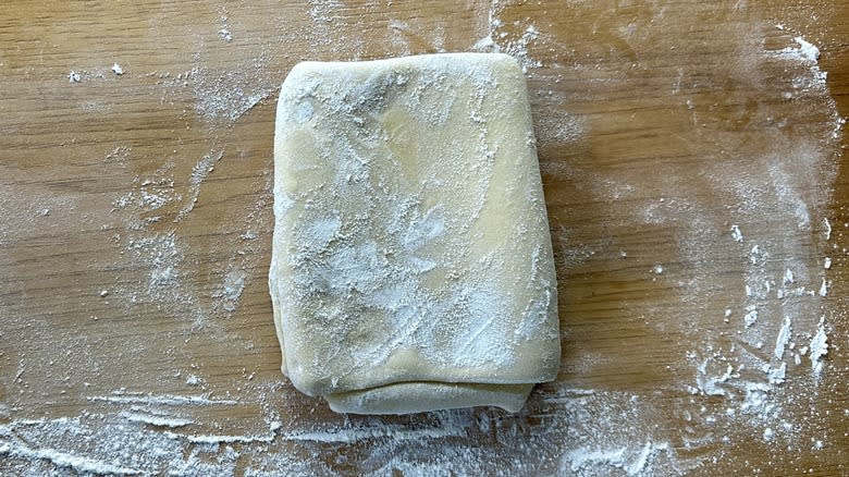 floured dough on surface