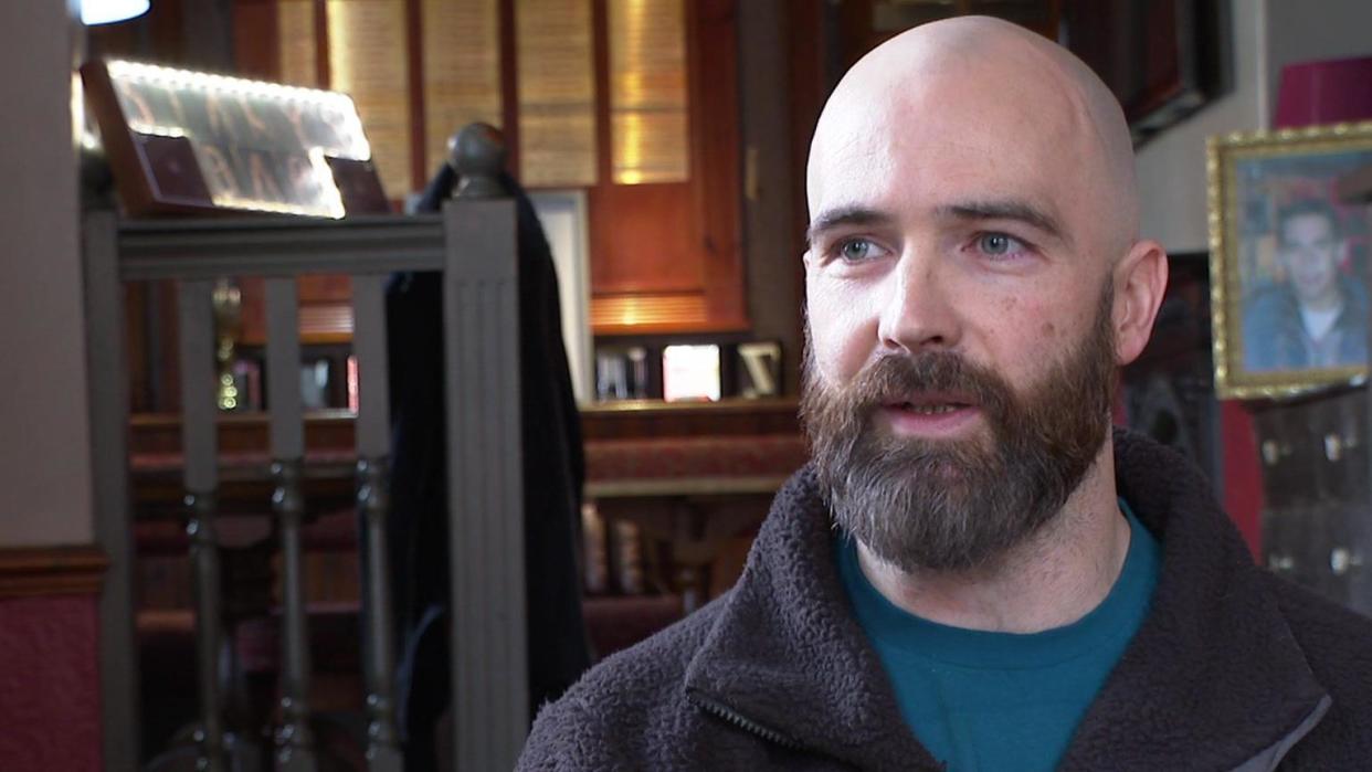 Stephen Giddings in a pub featured in the film