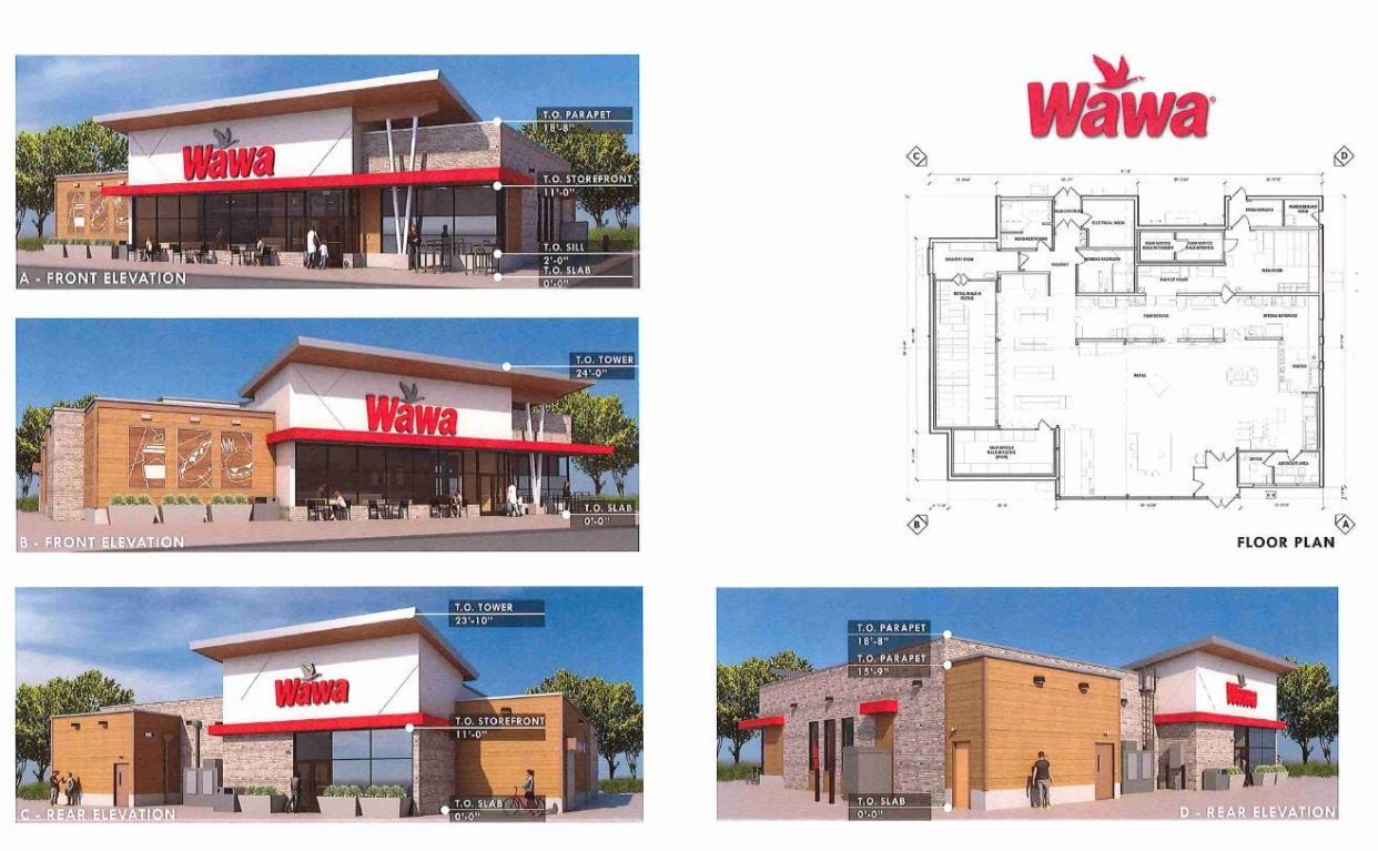 The plans for a proposed new Dickson Wawa store presented April 18 to the Dickson Planning Commission.