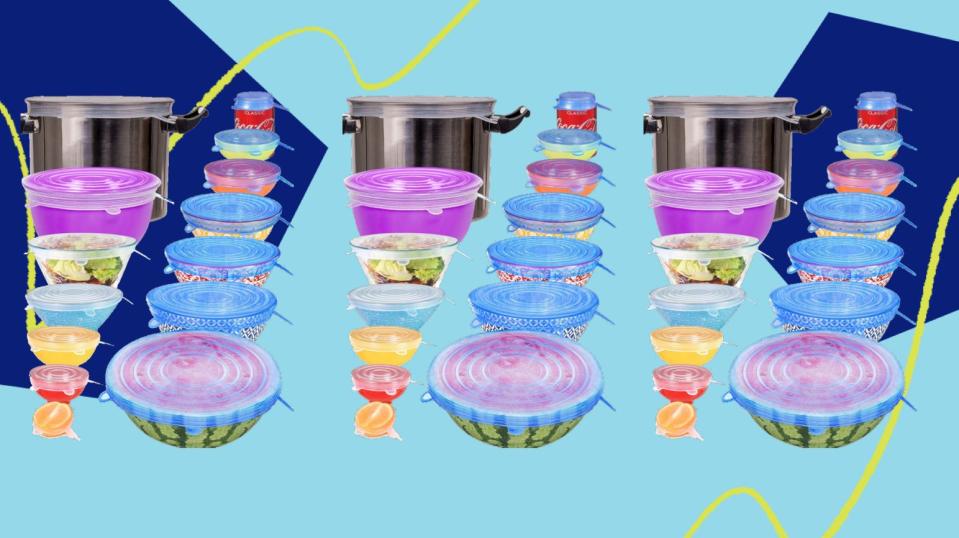 For leftovers, these silicone stretch lids will help food stay fresh without cluttering your kitchen cabinets. (HuffPost )