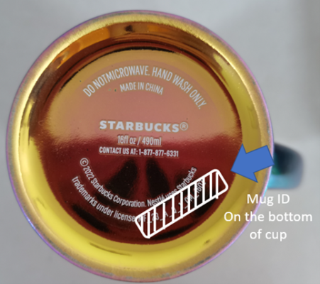 Location of the gift set identifier code on the bottom of the mug / Credit: CPSC.gov