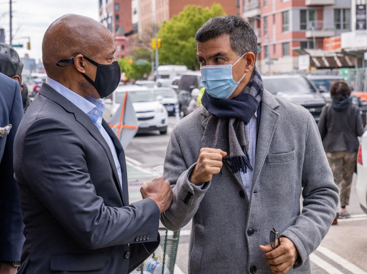 Brooklyn borough president Eric Adams (left) and New York City Councilman Ydanis Rodriguez, D-Manhattan (right).