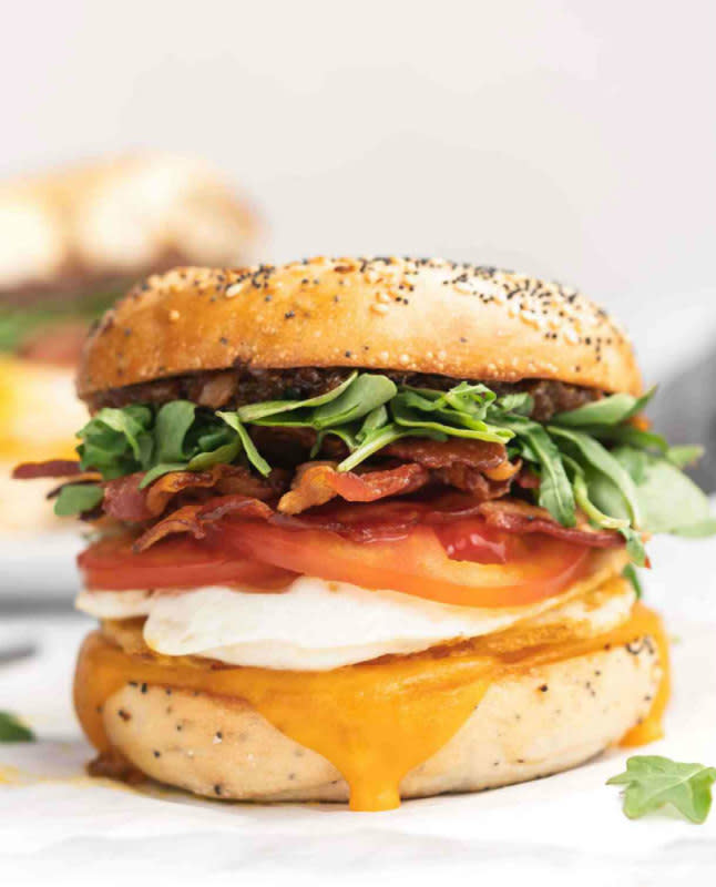 <p>FoodDuchess.com</p><p>Everything you’ve ever wanted in a breakfast sandwich!</p><p><strong>Get the recipe: <a href="https://foodduchess.com/bagel-breakfast-sandwich-with-bacon-jam/" rel="nofollow noopener" target="_blank" data-ylk="slk:Bagel Breakfast Sandwich with Bourbon Bacon Jam;elm:context_link;itc:0;sec:content-canvas" class="link ">Bagel Breakfast Sandwich with Bourbon Bacon Jam</a></strong></p><p><strong>Related: <a href="https://parade.com/908802/solanahawkenson/breakfast-sandwich-recipes/" rel="nofollow noopener" target="_blank" data-ylk="slk:19 Make-Ahead Breakfast Sandwich Recipes to Power Your Morning;elm:context_link;itc:0;sec:content-canvas" class="link ">19 Make-Ahead Breakfast Sandwich Recipes to Power Your Morning</a></strong></p>