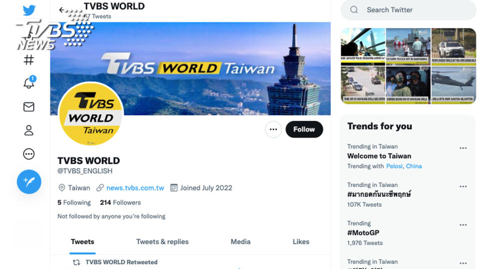 TVBS World Tweet透過簡要、即時、快速新聞訊息，掌握台灣重要新聞議題