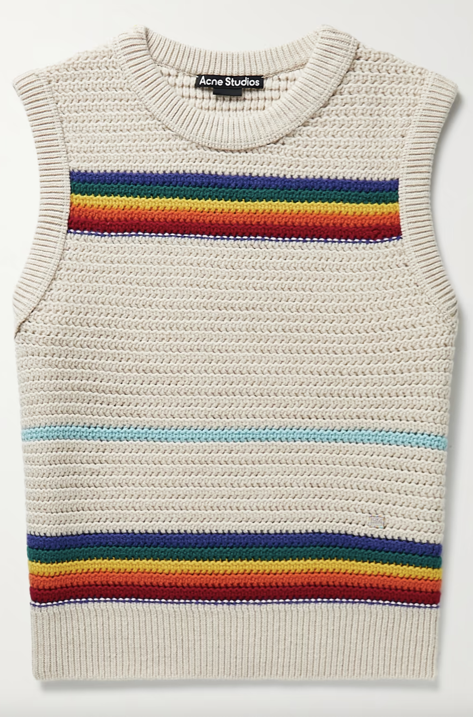 Acne Studios Logo-Appliquéd Striped Crochet-Knit Wool Sweater Vest