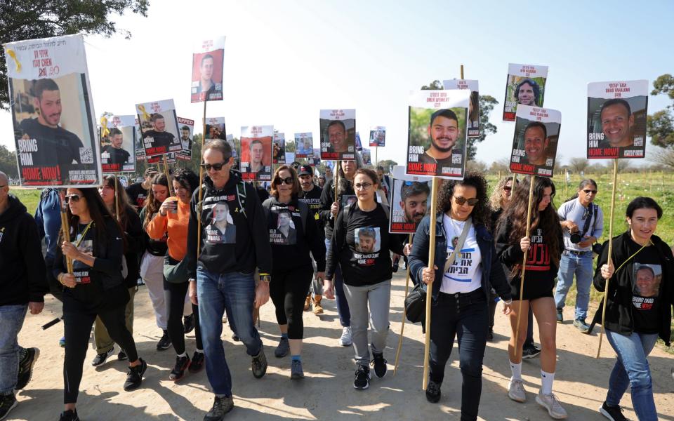 Families of hostages held by Hamas in Gaza start a four-day march from the Nova music festival