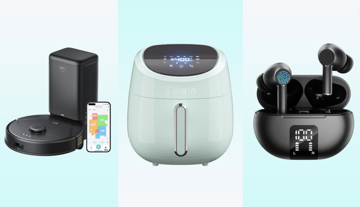 vacuum, air fryer, earbuds