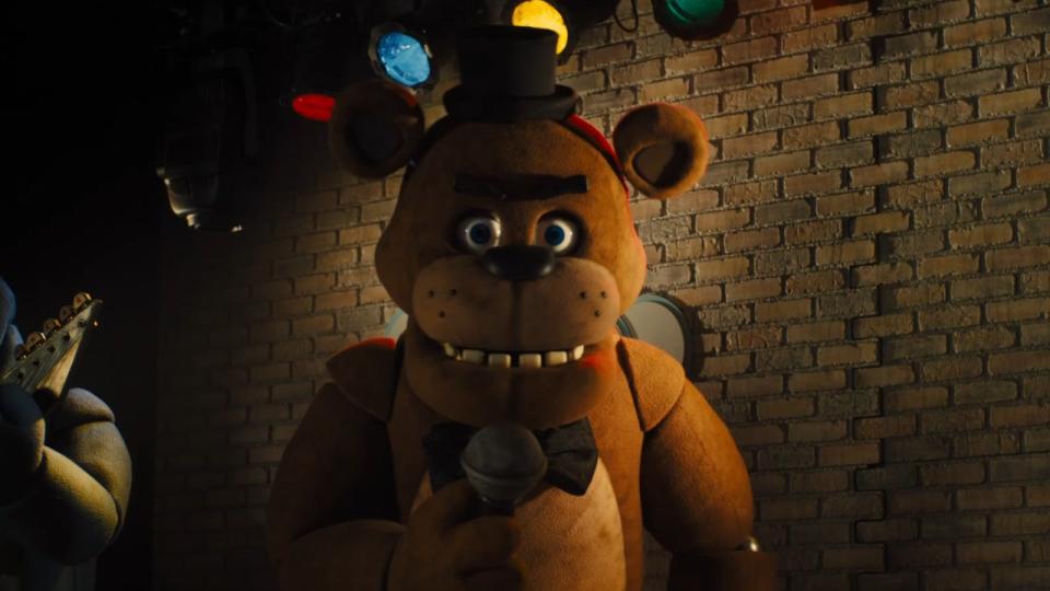 Freddy Fazbear on stage in Five Nights at Freddy's movie