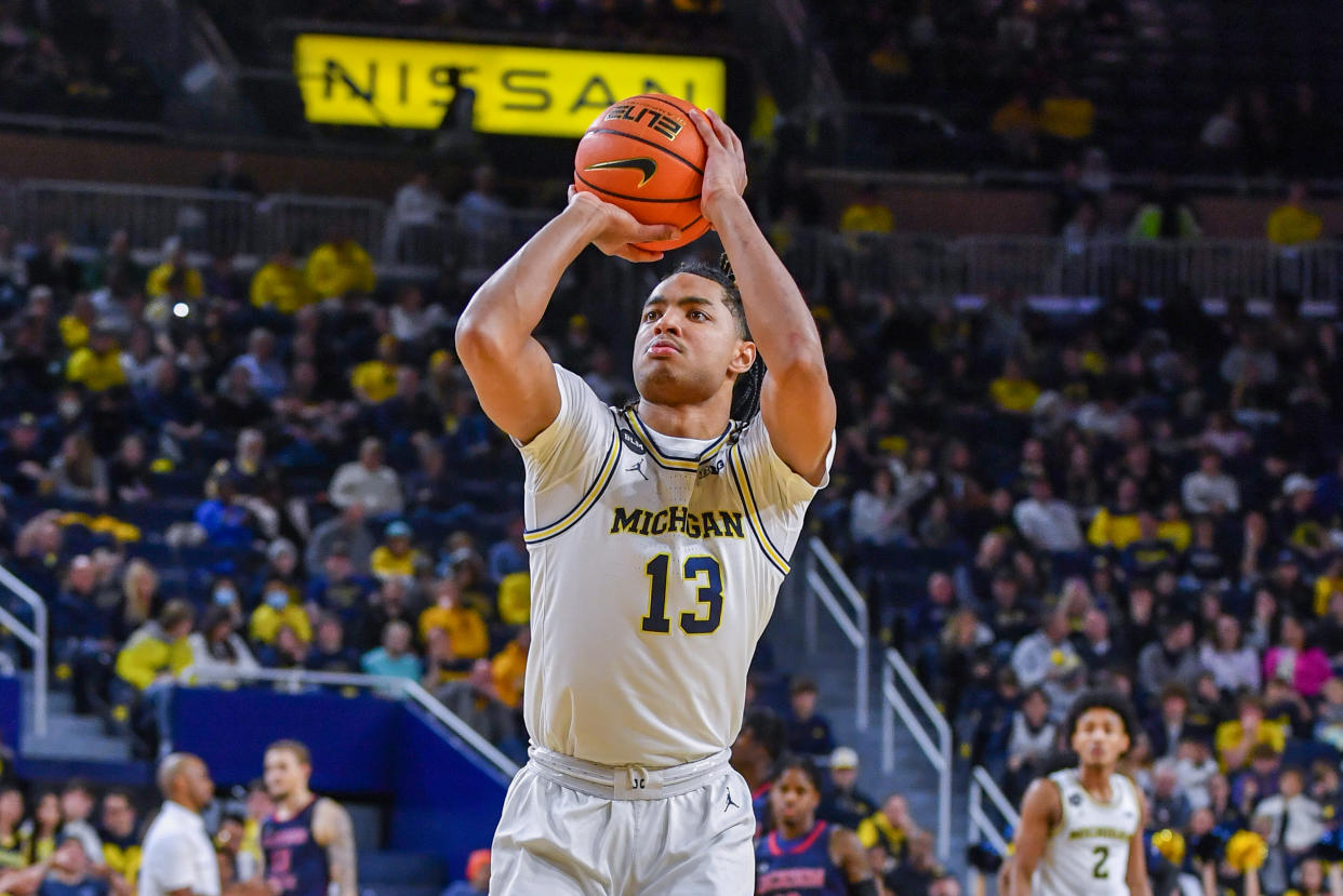 Michigan's Jett Howard shoots a free throw during the second half against Jackson State on Nov. 23, 2022 in Ann Arbor, Michigan. (Aaron J. Thornton/Getty Images)